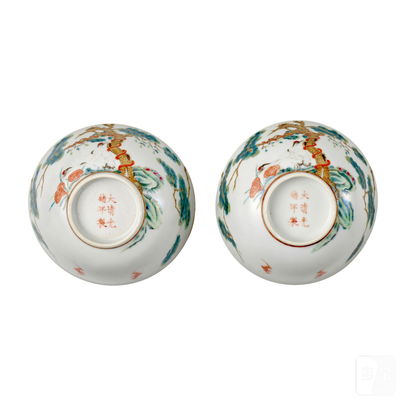 清光緒 粉彩松鶴延年紋碗一對 | A PAIR OF FAMILLE-ROSE 'LONGEVITY' BOWLS - 图6